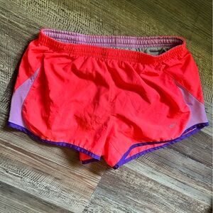 Nike Red and Purple Athletic running workout Shorts medium lined pocket